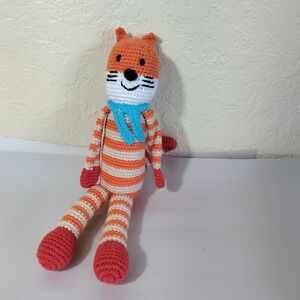 Pebble Fox Stuffed‎ Animal Rattle Toy Handmade Crochet Knitted Plush 12"